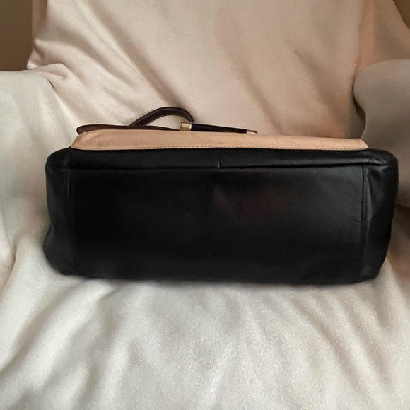 DVF Genuine Leather Snakeskin Print Satchel Bag - Black & Tan - Picture 9 of 16